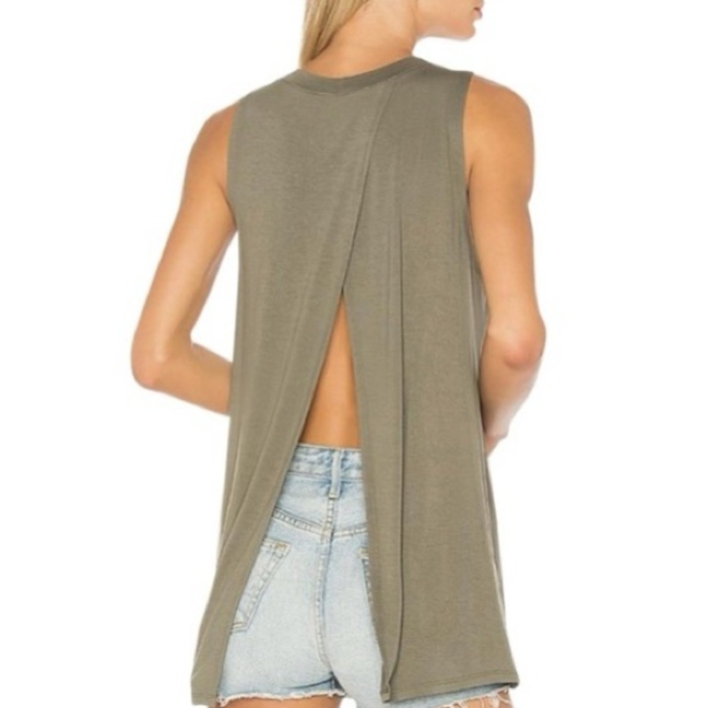 BCBG Sleeveless Olive Green Top - size XXS
